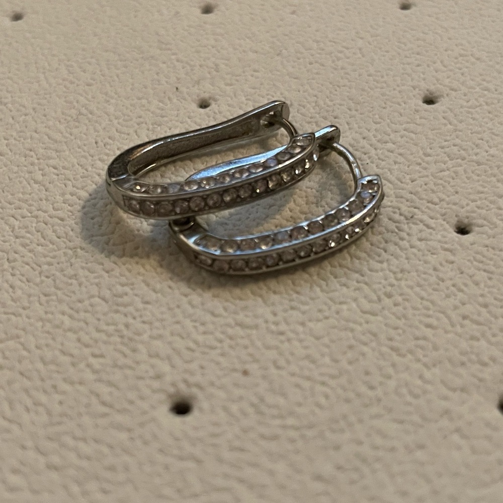 Cubic zirconia long huggie earrings
